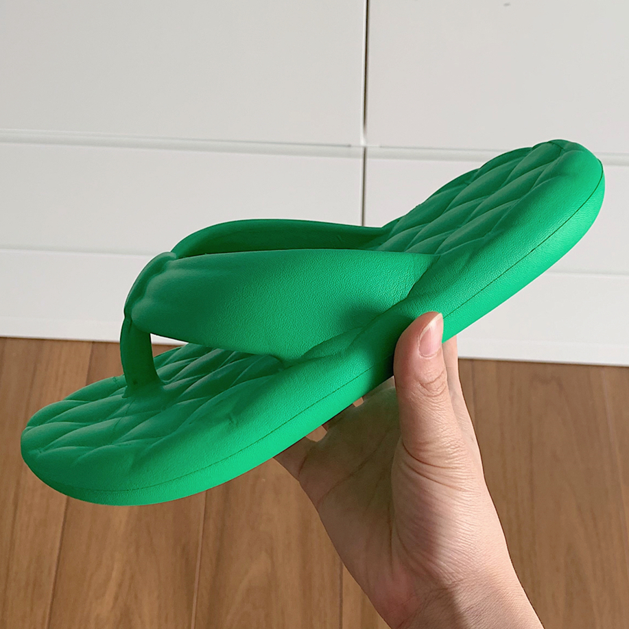 细细条EVA防臭软底绿色人字拖鞋