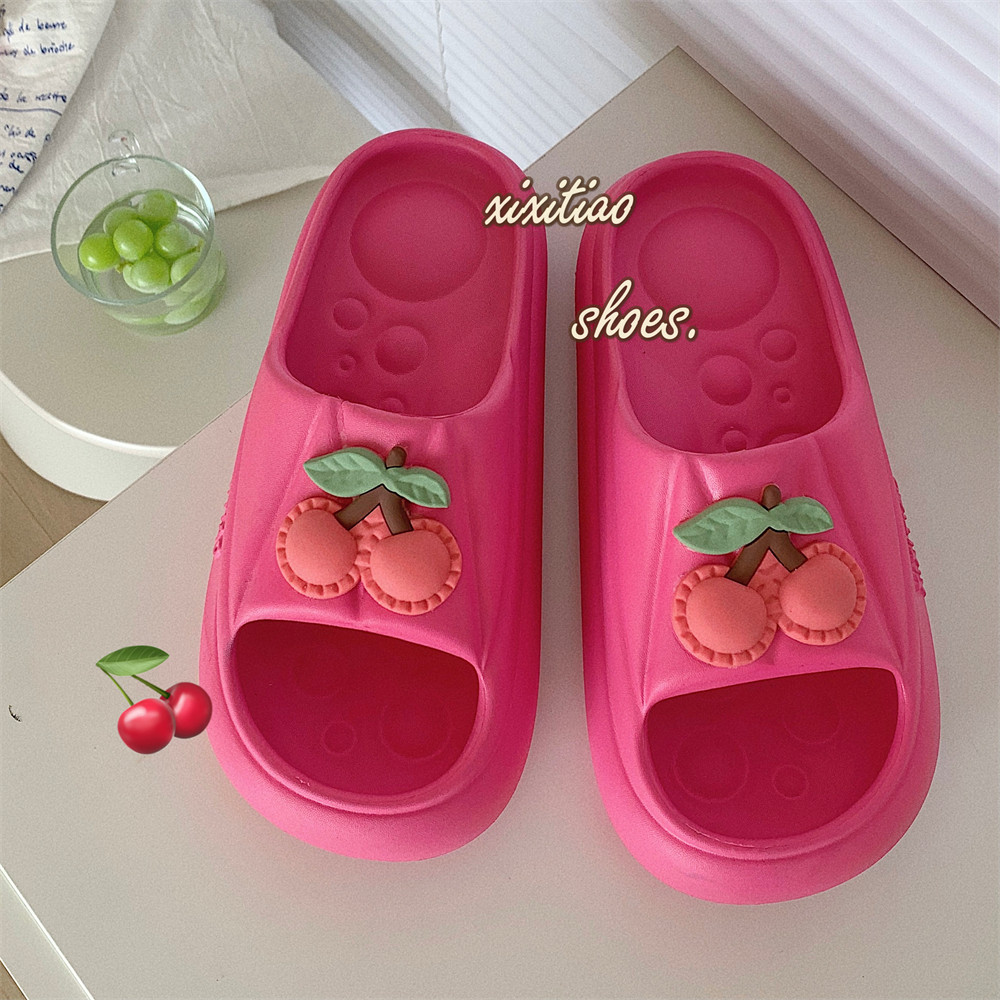 细细条甜美可爱小樱桃外穿拖鞋