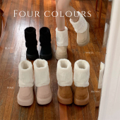 细细条 女 外穿保暖加绒棉鞋 百搭时尚 毛毛雪地靴网红拼色ins潮冬季