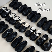 凉鞋 细细条 男女 厚底夏季 情侣室外沙滩鞋 黑色系列洞洞鞋 ins潮时尚