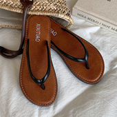 细细条 防滑夹脚平底凉拖鞋 韩版 ins复古人字拖女夏海边度假沙滩鞋