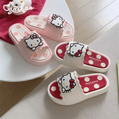 居家拖鞋 细细条 女夏可爱凯蒂猫亲子软底浴室凉拖 桃礼屋专属
