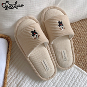 掌门狗室内吸汗地板鞋 细细条 可爱正版 通用情侣亚麻拖鞋 男女 四季