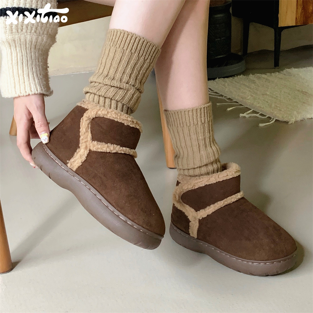 细细条 亲子室外休闲防滑保暖魔术贴棉鞋复古羊羔毛冬季雪地靴女,女鞋,棉鞋,淘宝优惠券,粉丝福利购,淘宝优惠卷