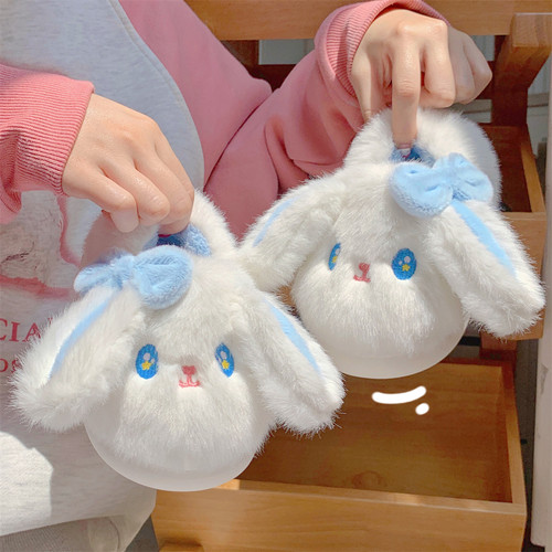 细细条少女心可爱小兔子棉拖鞋