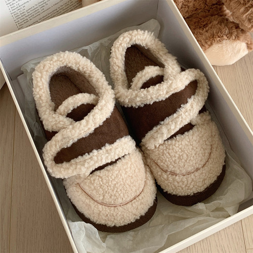 细细条韩版复古百搭保暖豆豆棉鞋