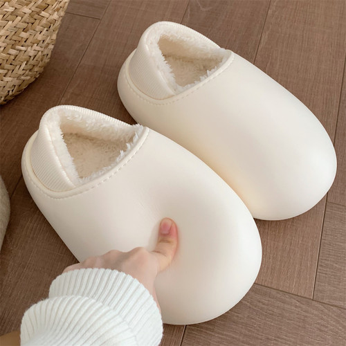 细细条居家外穿防水保暖棉拖鞋