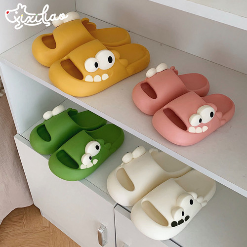 细细条搞怪大眼睛恐龙儿童凉拖鞋