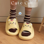 女 夏少女心可爱小猫咪拖鞋 细细条 学生家用室外防滑软厚底凉拖鞋