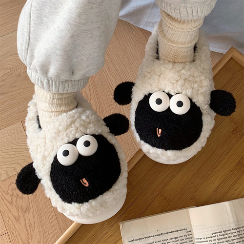 细细条软萌可爱小羊卧室棉拖鞋