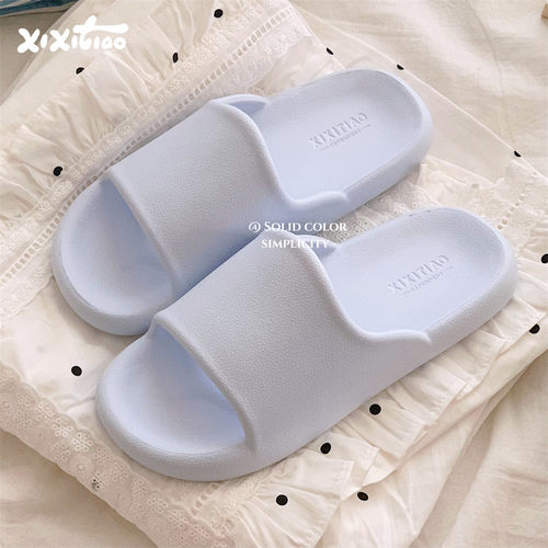 细细条奶蓝色居家防滑防臭凉拖