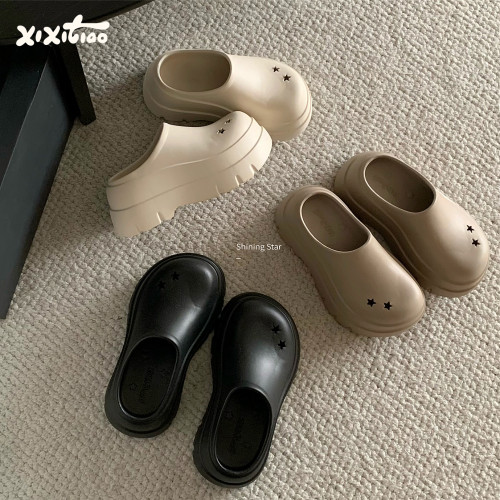 细细条时尚厚底户外包头鞋女