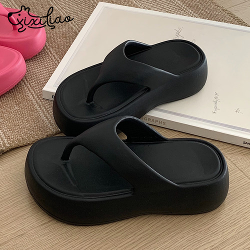 细细条厚底简约风ins沙滩人字拖