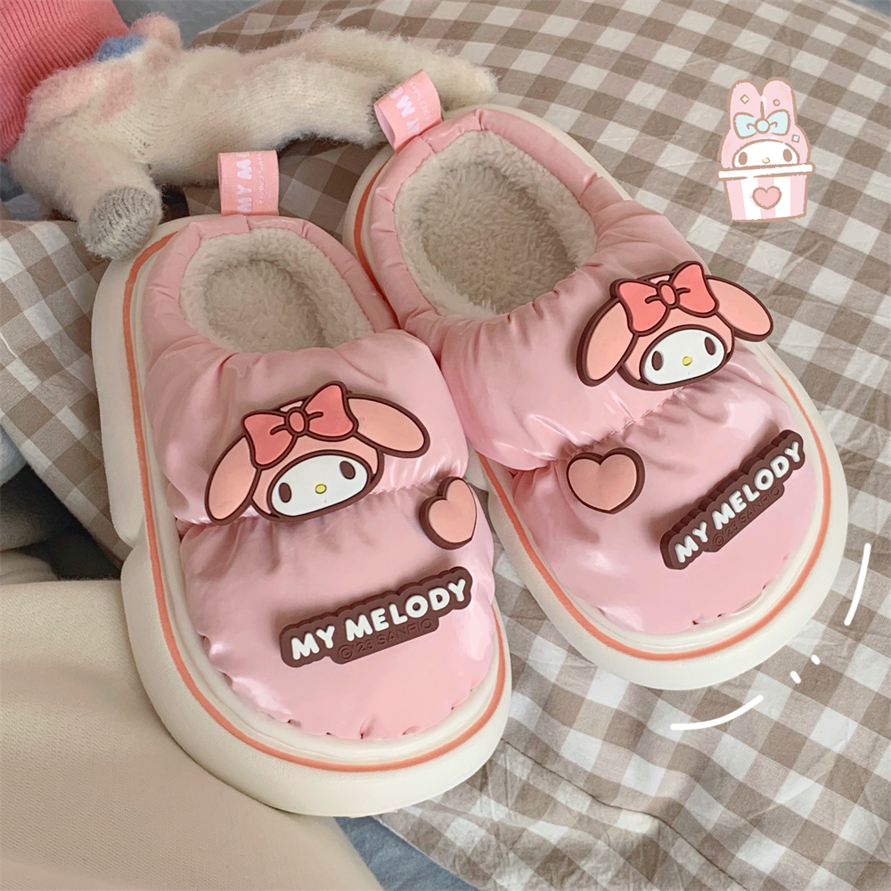 细细条可爱美乐蒂亲子冬季棉拖鞋