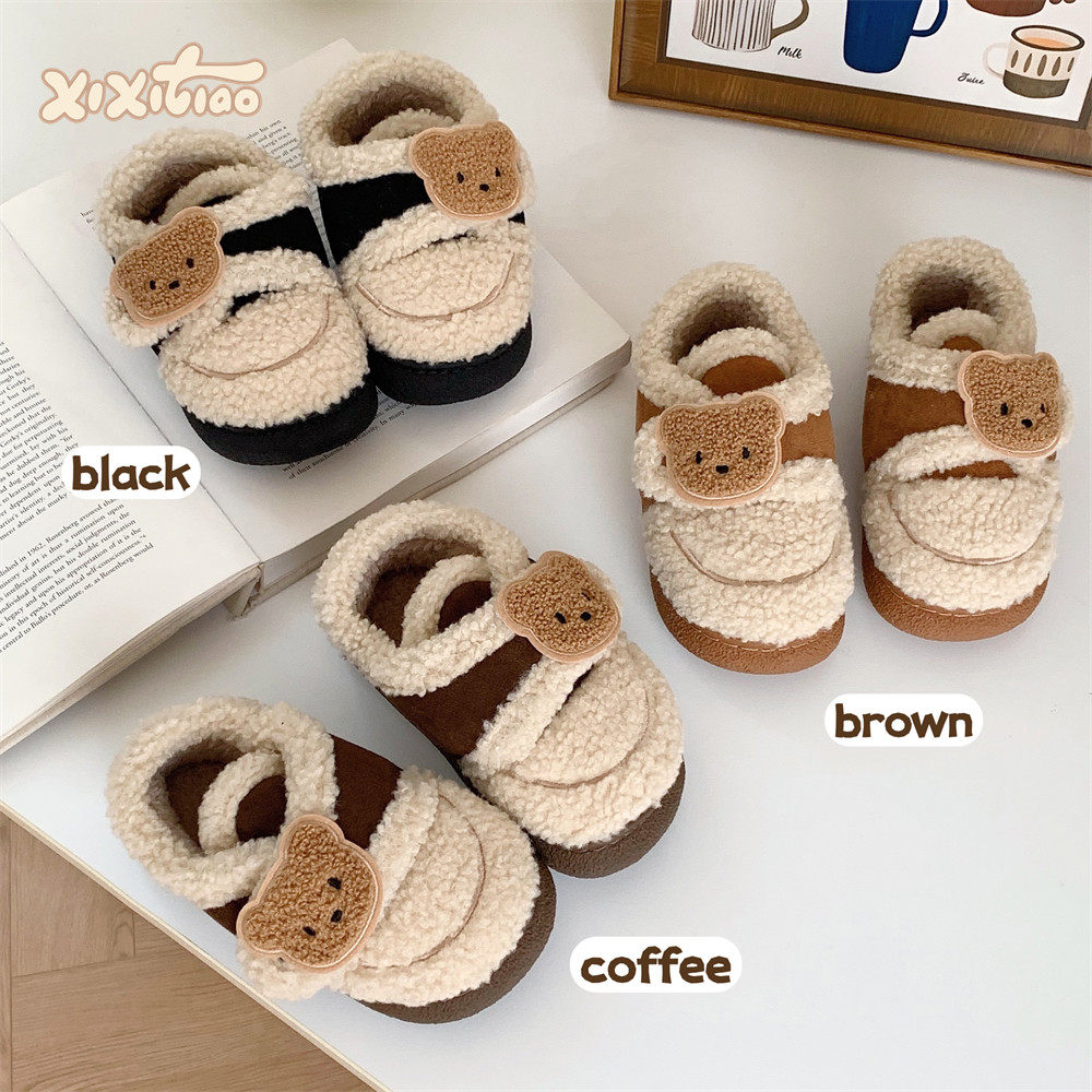 细细条 男童女童可爱魔术贴棉鞋外穿亲子卡通小熊儿童冬季豆豆鞋,童鞋/婴儿鞋/亲子鞋,棉鞋,淘宝优惠券,粉丝福利购,淘宝优惠卷