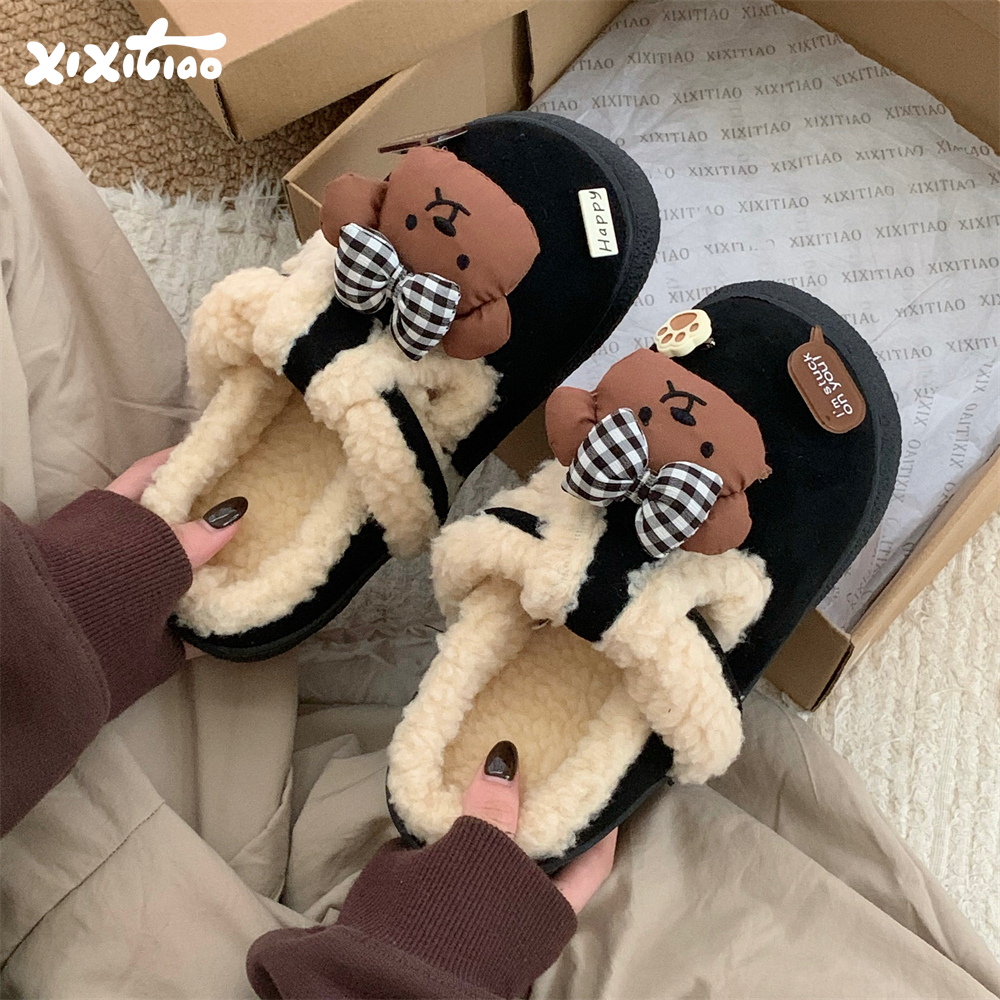 细细条少女心蝴蝶结小熊勃肯鞋