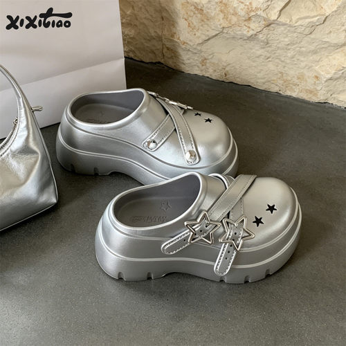 细细条厚底辣妹y2k星星包头拖
