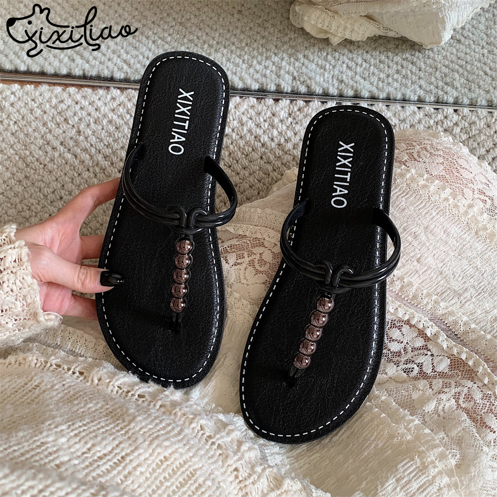 细细条 高级感外穿人字拖百搭时尚夏季网红法式串珠夹脚凉拖鞋女,女鞋,人字拖,淘宝优惠券,粉丝福利购,淘宝优惠卷