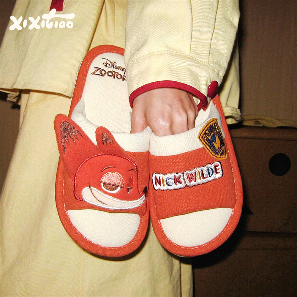 细细条 迪士尼正版尼克拖鞋居家地板鞋男女四季防滑情侣棉布拖鞋,居家布艺,居家亚麻拖鞋,淘宝优惠券,粉丝福利购,淘宝优惠卷