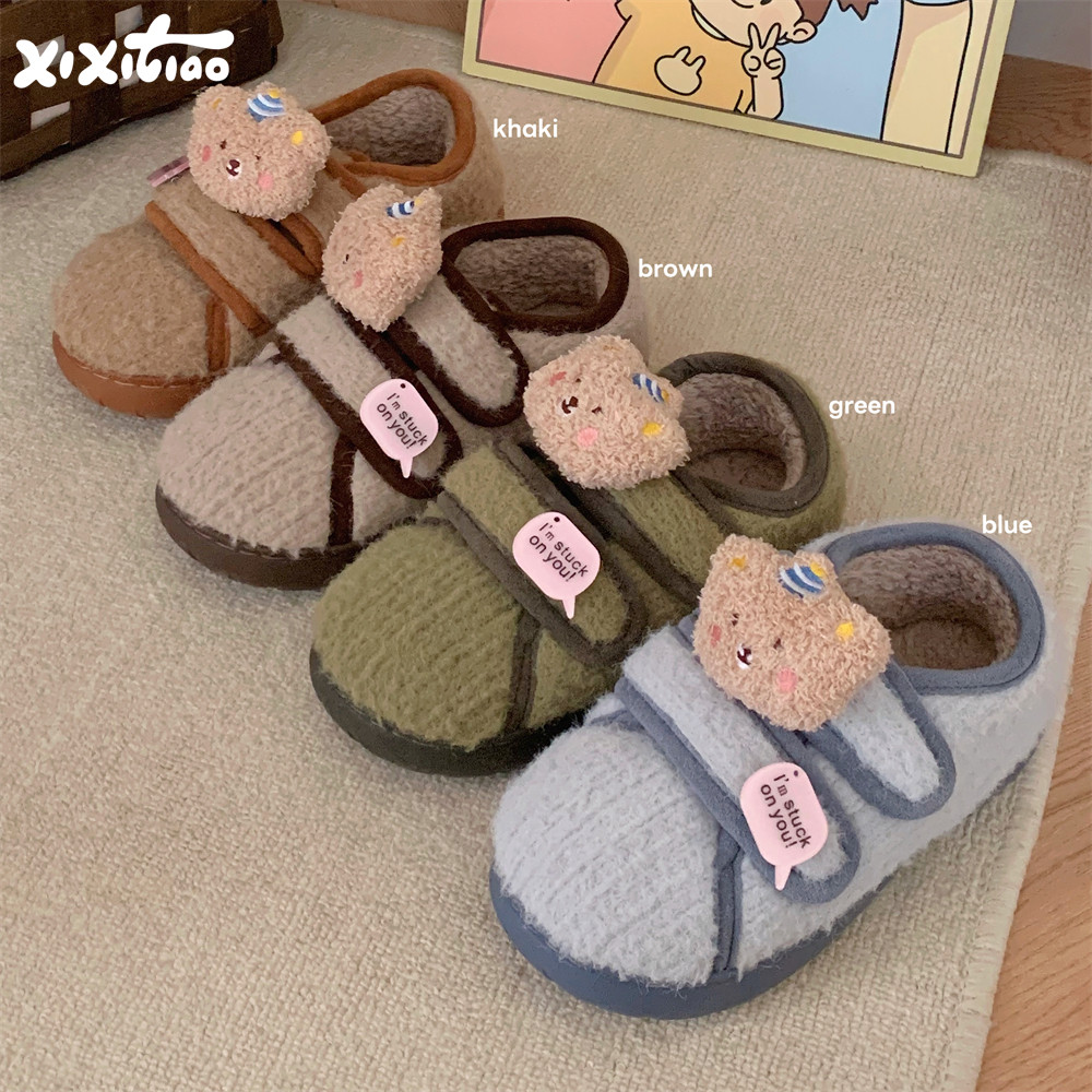 细细条 ins生日帽小熊魔术贴毛毛鞋可爱百搭冬季网红外穿豆豆鞋女,女鞋,棉鞋,淘宝优惠券,粉丝福利购,淘宝优惠卷
