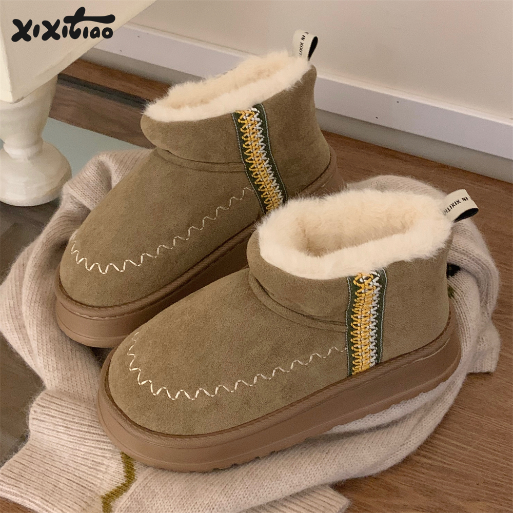 细细条刺绣民族风时尚东北棉鞋