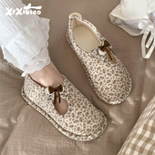 细细条 女ins复古碎花蝴蝶结包跟棉鞋 室内防滑透气春秋薄款 月子鞋