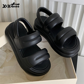 EVA时尚 增高纯色凉鞋 女夏韩版 细细条 百搭简约网红海边度假沙滩鞋