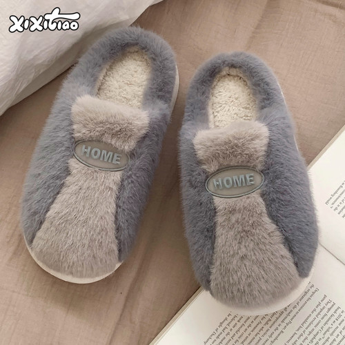 细细条ins潮英文字母男士毛毛鞋