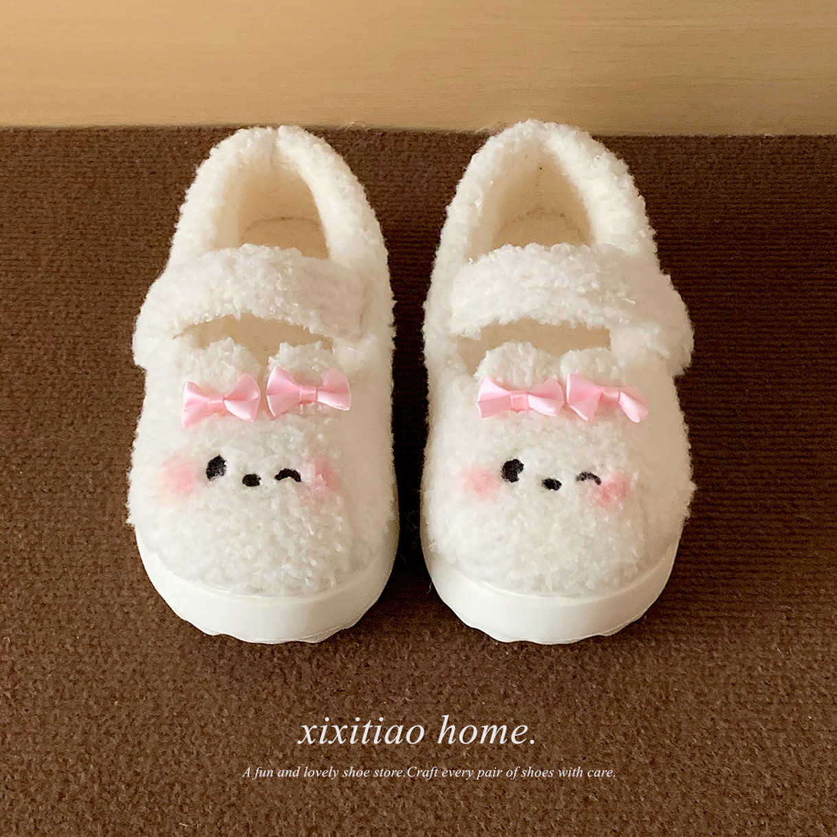 细细条 甜美可爱小兔子玛丽珍毛毛鞋少女心Lolita鞋外穿豆豆鞋冬,女鞋,棉鞋,淘宝优惠券,粉丝福利购,淘宝优惠卷