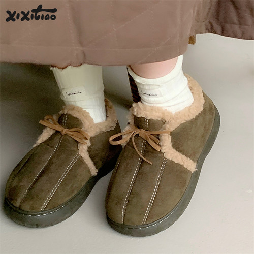 细细条复古系带蝴蝶结勃肯鞋