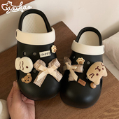 洞洞鞋 女EVA软底外穿防滑夏季 新款 细细条 可爱蝴蝶结小猫沙滩凉鞋