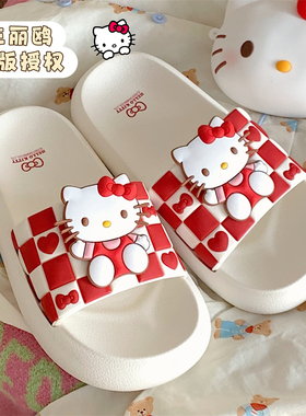 细细条 三丽鸥IP联名拖鞋女夏可爱HelloKitty大耳狗厚底防滑凉拖