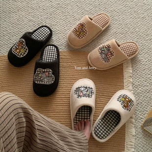 正版猫和老鼠棉拖鞋女汤姆杰瑞可爱包头防滑秋冬季居家软底地板鞋