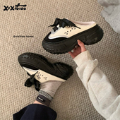 正版 HelloKitty棉鞋 女冬增高时尚 细细条 户外学生撞色包头女鞋 潮