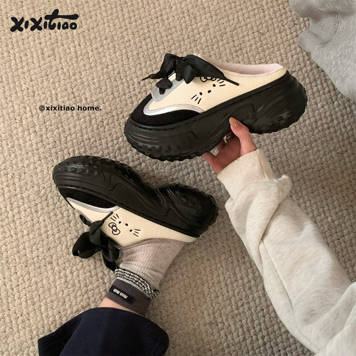 细细条甜酷小猫增高棉鞋女冬