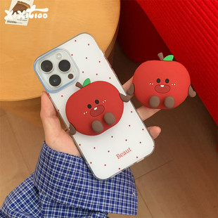 细细条 可爱红苹果气囊手机支架粘贴式桌面懒人追剧可伸缩支撑架