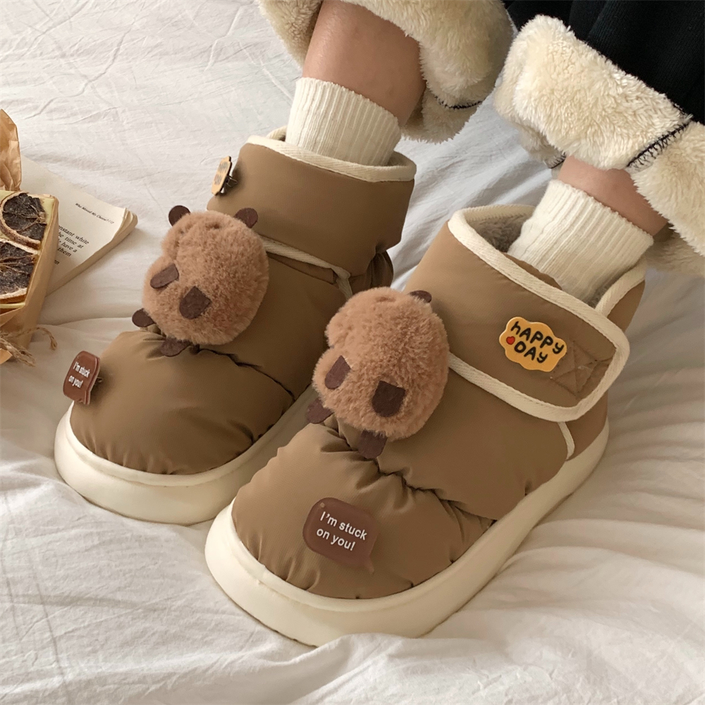 细细条卡皮巴拉水豚外穿雪地靴