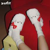 舒适防滑可爱蝴蝶结小猫毛毛鞋 细细条 秋冬学生静音居家棉拖鞋 ins