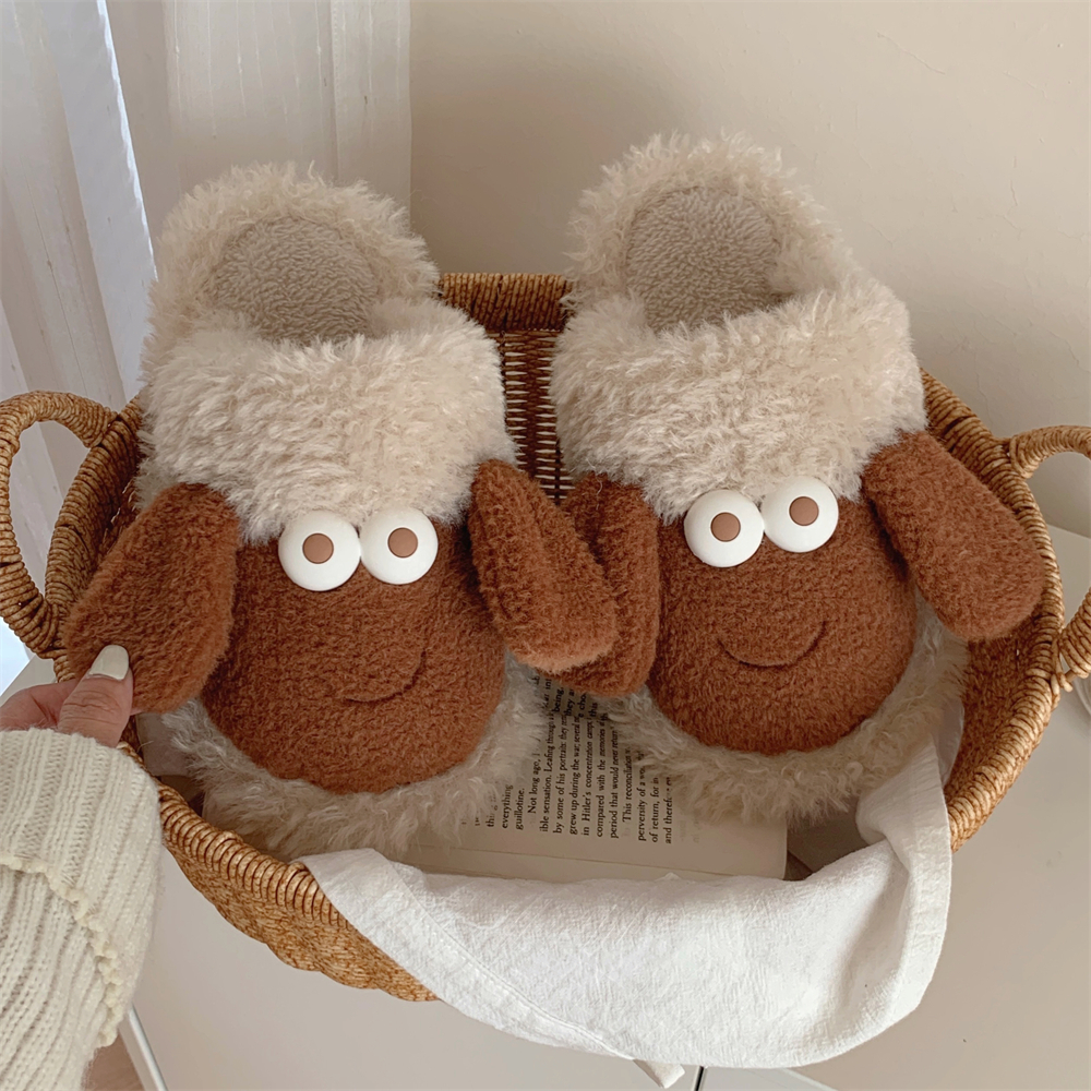 细细条可爱小羊室内棉拖鞋ins