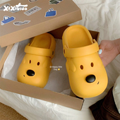 凉鞋 细细条 沙滩鞋 男女防滑厚底亲子夏季 网红可爱黄色小狗洞洞鞋
