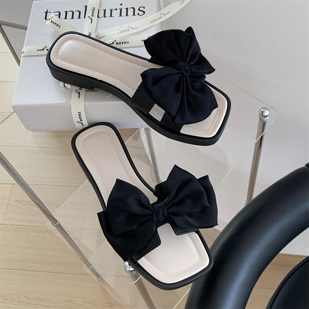 细细条 凉拖鞋女外穿仙女风法式ins网红蝴蝶结平底一字沙滩鞋夏季,女鞋,一字拖,淘宝优惠券,粉丝福利购,淘宝优惠卷