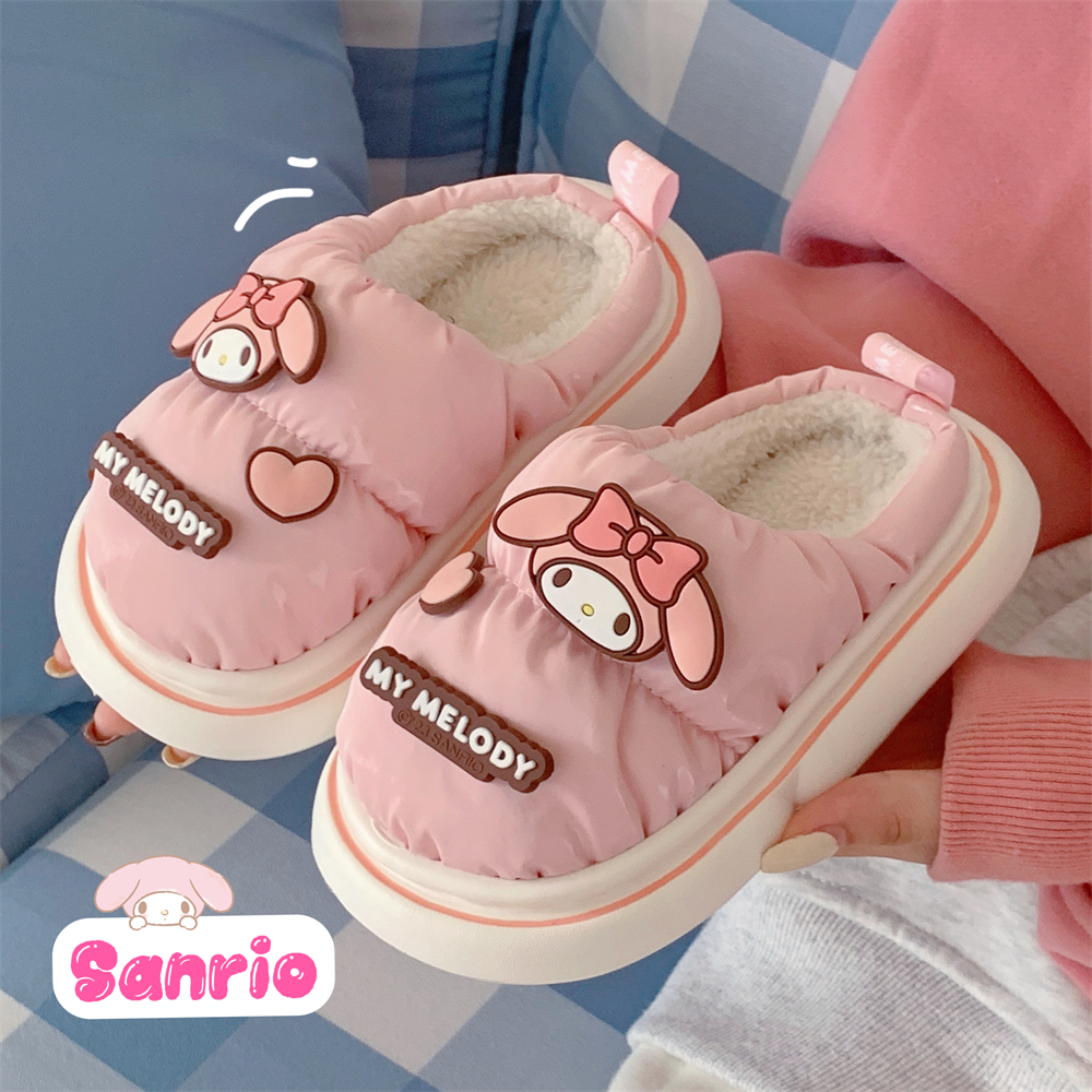 细细条可爱美乐蒂防水亲子棉拖鞋