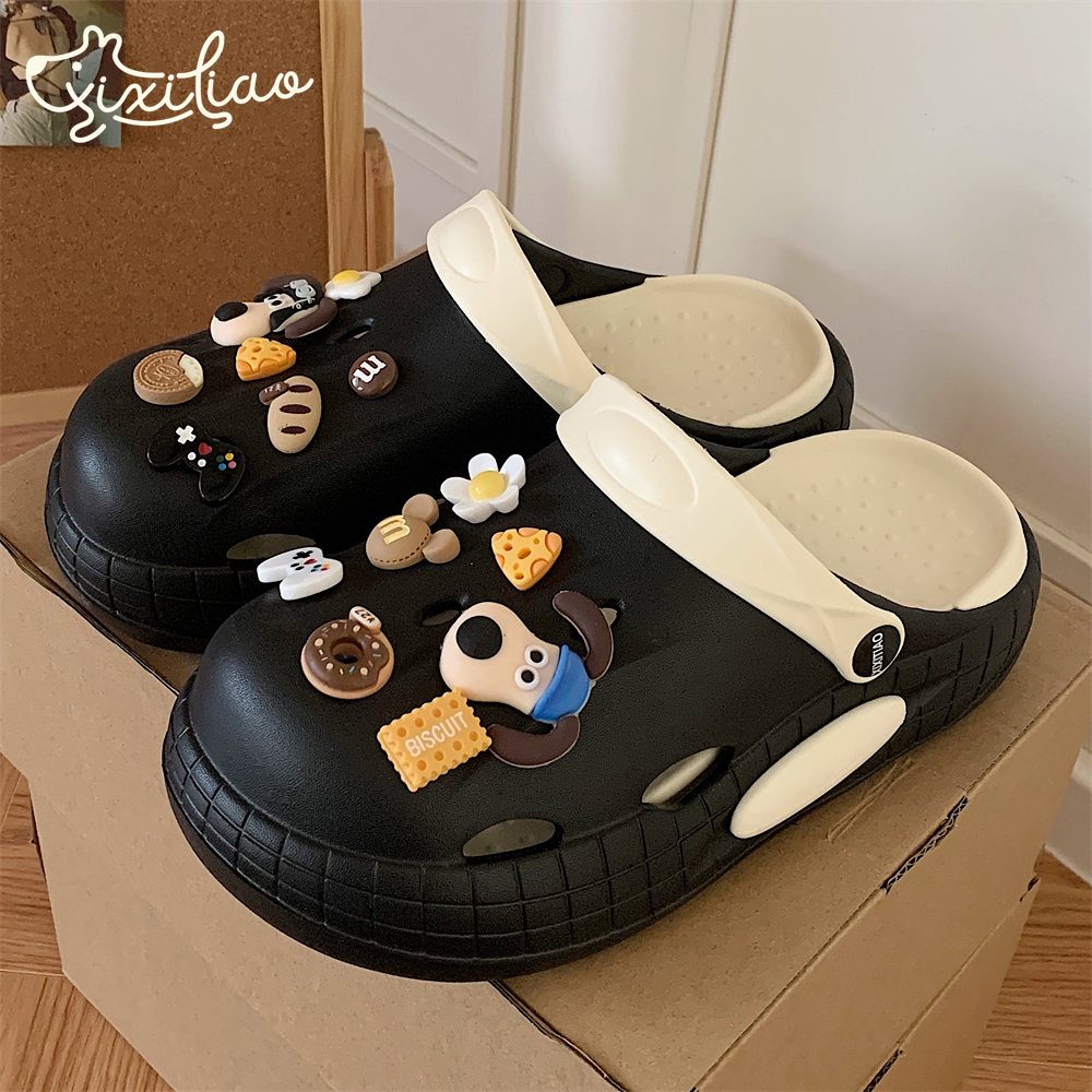 细细条ins可爱狗狗情侣洞洞鞋