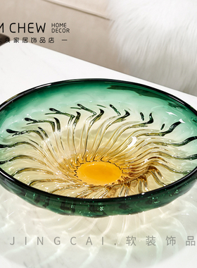 简约现代绿色果盘客厅餐桌水果摆件样板间售楼处玄关家用茶几软装