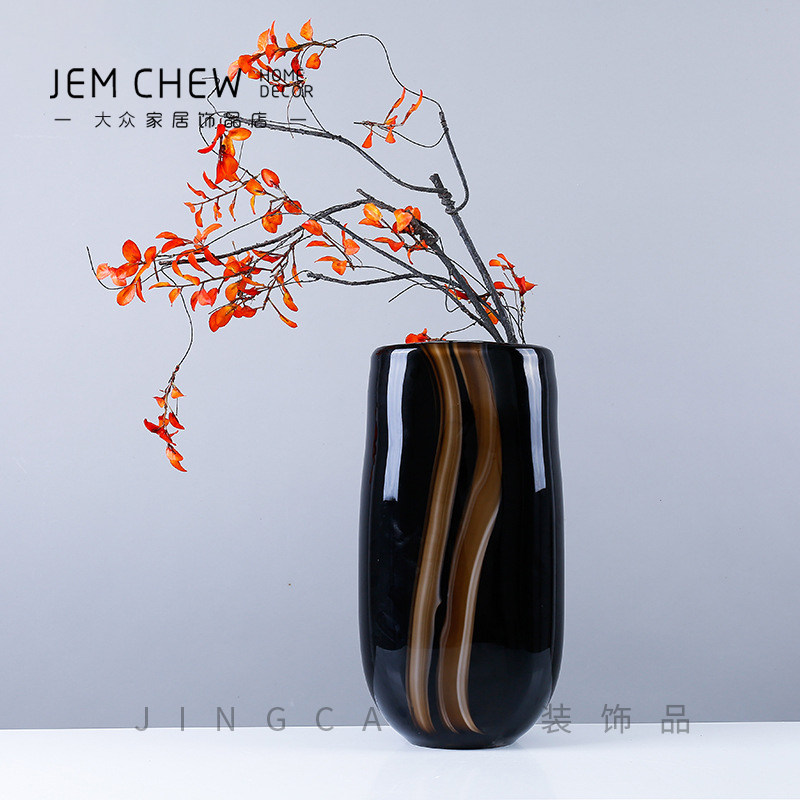 轻奢极简现代新中式玻璃瓶花艺套装样板间售楼处客厅插花民宿酒店