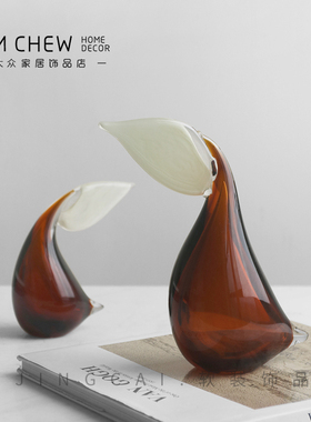 轻奢极简现代小鸟石榴玻璃摆件送礼佳品床头柜电视卧室边几儿童房