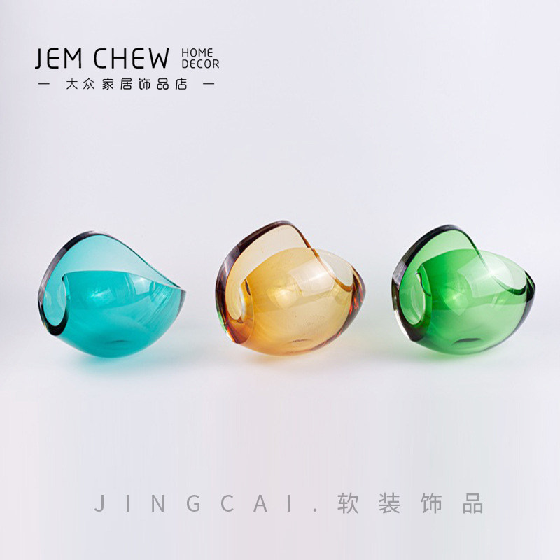 彩色玻璃糖果收纳盘创意半球设计桌面装饰摆件首饰小物件收纳碟