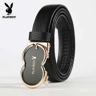 花花公子皮带女士真皮自动扣头层纯牛皮腰带女款休闲正装工装裤带
