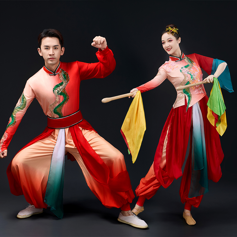 打鼓服演出服女中国风开场舞民族喜庆水鼓舞秧歌腰鼓舞龙舞狮服装