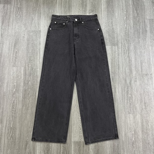 出口订单秋冬新款复古水洗宽松阔腿直筒牛仔裤男黑色显瘦休闲长裤